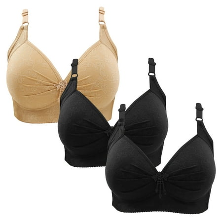 Seamless Bras for Women No Underwire Comfort Push Up Wireless Bra Ndbuld 3pc Woman s Lace Flower Gathered Together Large Size Daily Bra Underwear No Rims Early Access Deals Beige S