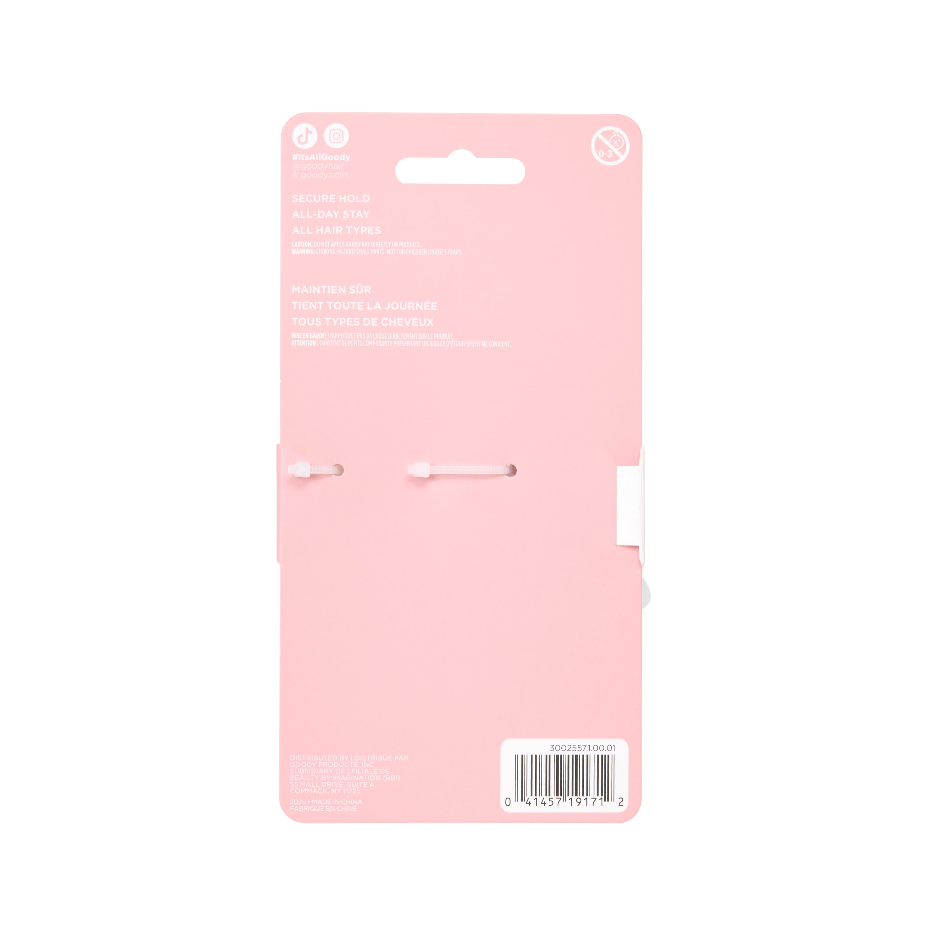 Goody Luxe Puffer Bow Claw Clip Winter White Quilted SlideProof 1 Count