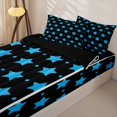 thumbnail image 3 of Manfei Minimalist Stars Zipper Twin Comforter Sets with Fitted Sheet and 2 Pillowcases,Cute Polka Dot Zipper Bedding Set,Black Blue,Black Reversible,4pcs, 3 of 8
