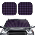 thumbnail image 2 of Balery Purple Black Plaid Parasol para parabrisas de coche de 2 piezas | Parasol plegable para parabrisas delantero de coche para la mayoría de sedanes-Small, 2 of 6