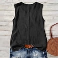 thumbnail image 4 of Karymi Tops for Women Trendy Sleeveless Lace Trim V‑Neck Tank Top, Solid Fake Linen Crinkle Textured Loose‑Fit Casual Vest, Relaxed Wide Strap Sleeveless Top Womens Tops, 4 of 8