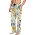 thumbnail image 4 of Men's Pajama Pants with Pockets Sleepwear Lounge Pants Stretch Casual White Lilies, 4 of 6