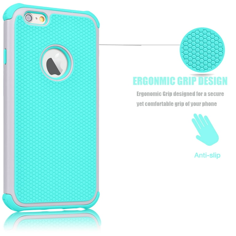 iPhone 6S Case,iPhone 6 Case, Njjex [Grey/Turquoise] Rugged