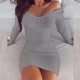 thumbnail image 5 of Vestido ajustado de manga larga con hombros descubiertos y sexy para mujer, vestido de verano 2024 de punto blanco, minivestidos para mujer, bata femenina, 5 of 5