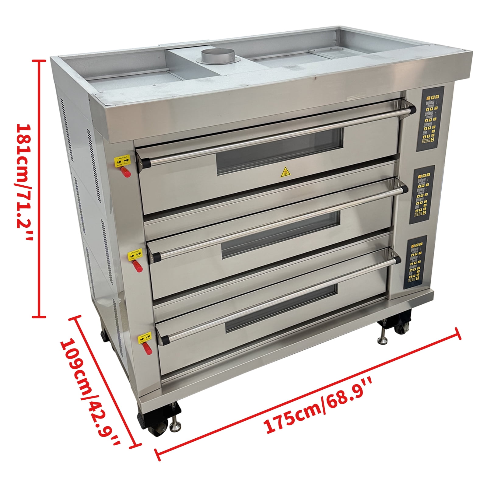220V 3PH Commercial Movable Triple Layer Pizza Oven Electric Pizzeria Baking Equippment