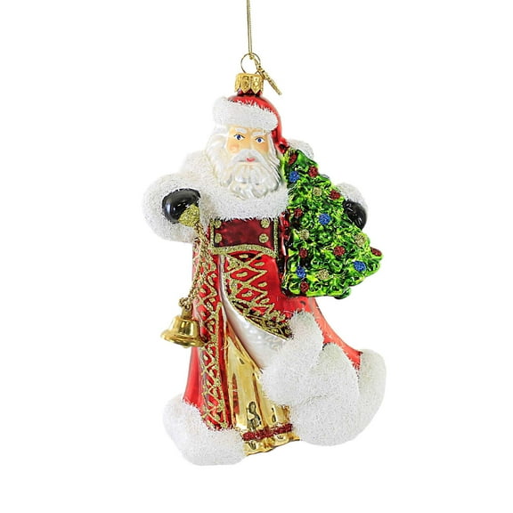 Huras Ringing In Christmas Glass Ornament Santa Christmas Tree Hf846