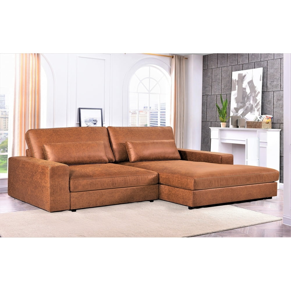 US Pride Furniture 105.52''W Oversized Right Faing Chaise Sectional Sofa, Brown