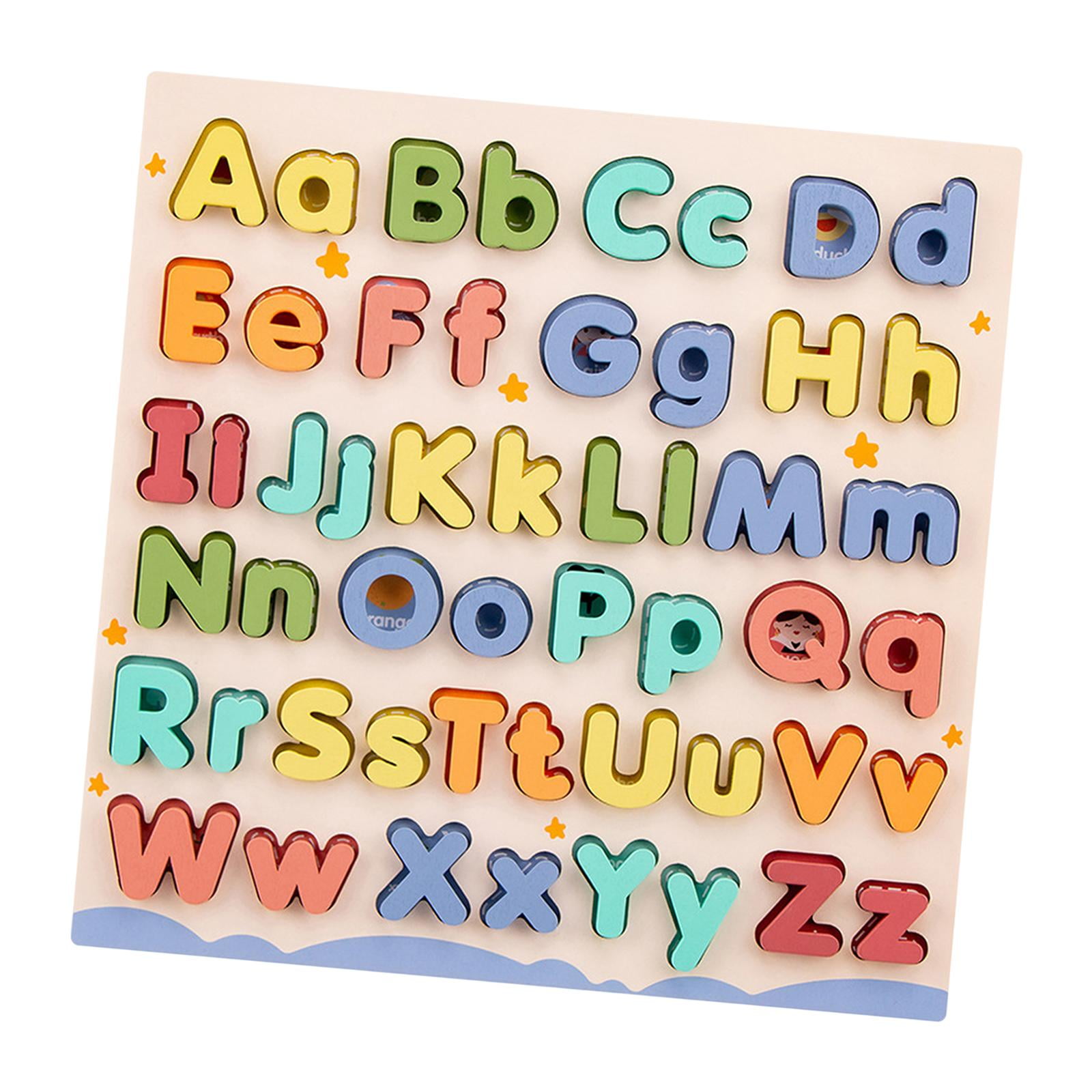 Children Wooden Abc Puzzle Color Recognition Toy Alphabet Number