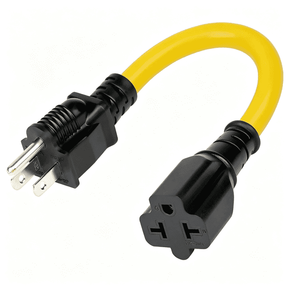 HBMYN 12AWG Heavy Duty AC Plug Adapter Cable,NEMA 5-15P to 5-20R/6-15R/6-20R,15A 125V to 20A 250V Power Extension Cord,1FT Short Adapter for Household and Workshop Use