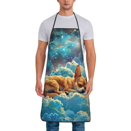 

Zeuib Artistic Starry Sky Cloud Dog Print Unisex Waterproof Aprons Cooking Aprons for Kitchen Gardening and Salon Water & Oil Resistant