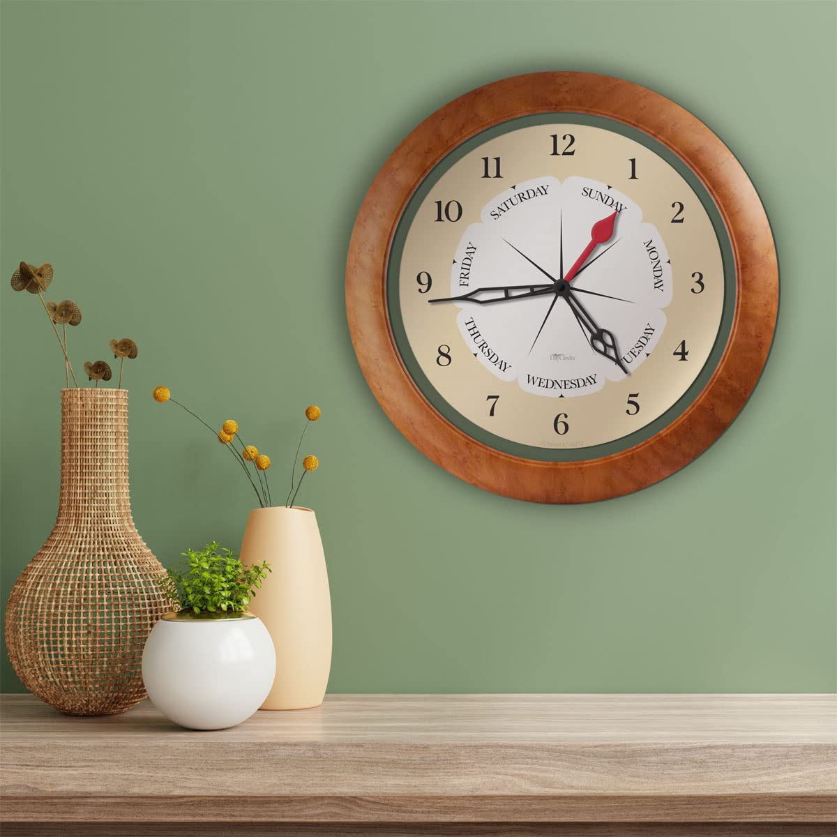 DayClocks Time & Day-of-the-Week Wall Clock with 10