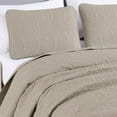 thumbnail image 3 of Chezmoi Collection Austin Queen Oversized Bedspread Set, 3-Piece Lightweight Microfiber Quilted Coverlet for All Seasons, Khaki, 3 of 9