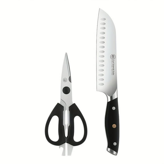 Stainless Steel Knives and Scissor Set, Stainless Steel Chef Knife for Home Kitchen, Sharp & Rust Resistant, Black