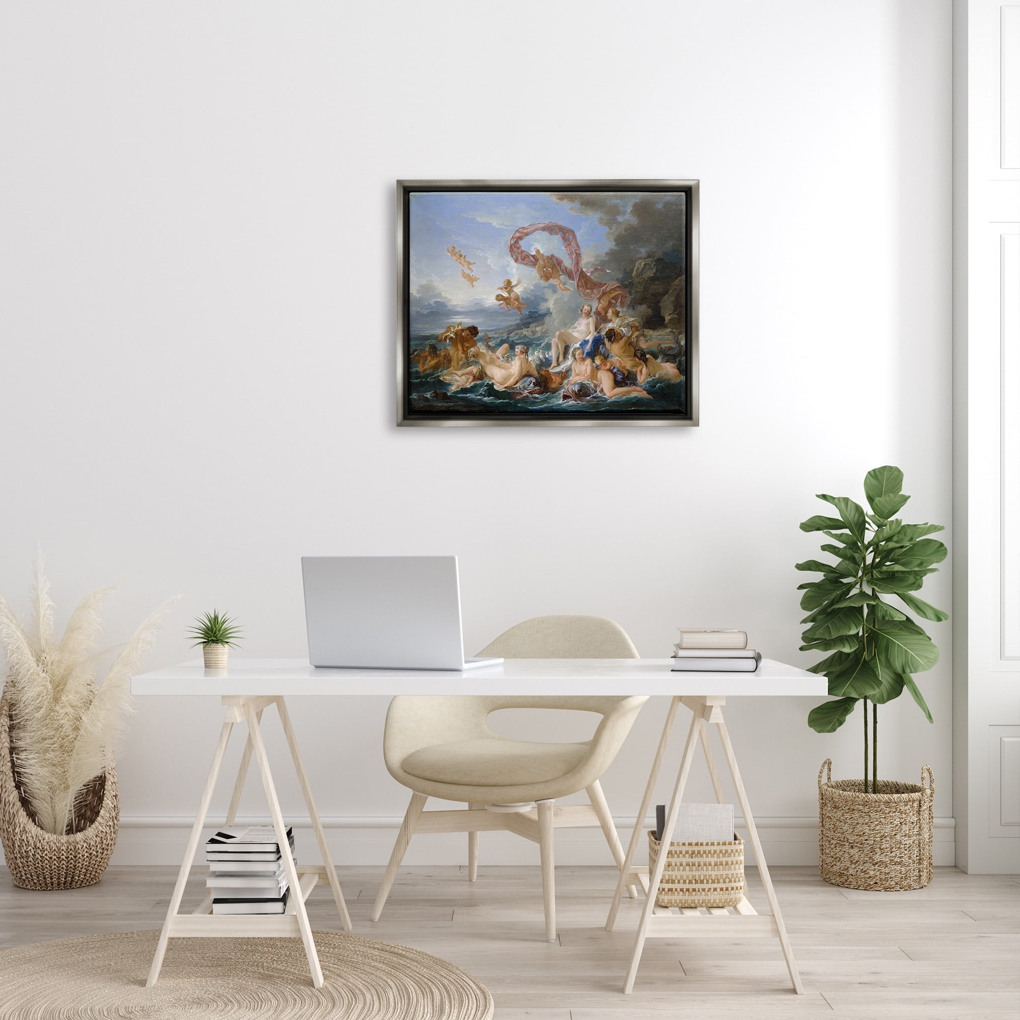 Stupell Industries The Triumph of Venus Francois Boucher Classic Painting Painting Luster Gray Floating Framed Canvas Print Wall Art, Design by one1000paintings