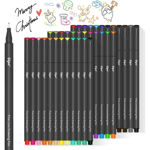 sipa Colored Fineliner Pens, 0.38mm Fine Point Drawing Journaling Pens, 36-Count