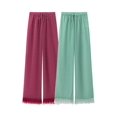 thumbnail image 2 of HH TRAF Otoño Mujer Elástico Cintura Cordón Pluma Decorar Sólido 2 Colores Pantalón Mujer Diseño Nicho Pierna Ancha Pantalones Largos Mujer, 2 of 4
