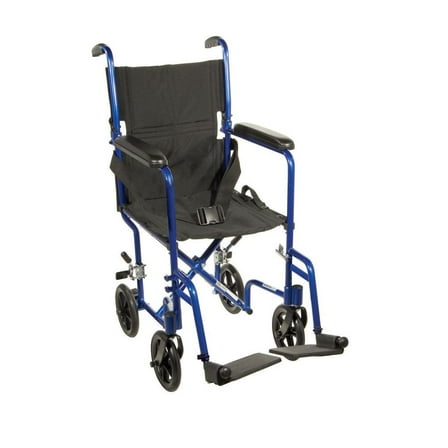 Drive Medical Lightweight Blue Transport Wheelchair