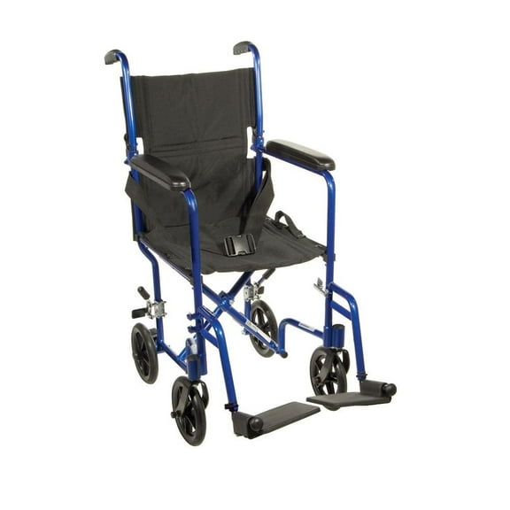 Drive Medical Lightweight Blue Transport Wheelchair