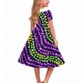thumbnail image 3 of Vestido de manga corta con cuello vuelto para niñas Vestido elástico de manga corta para niñas Vestido skater con volantes de corte A Vestido de recital escolar Vestido de manga corta con cuello vuelt, 3 of 6