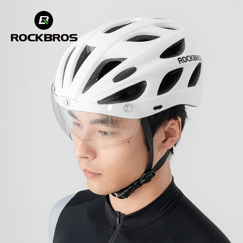 ROCKBROS Cycling Helmet Ultralight Protective Helmet with Magnetic Goggles & Windproof Brim for Men Women