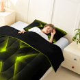 thumbnail image 4 of jejeloiu Neon Geometric Print Twin Comforter Sets For Kids,Yellow Black Gradient Lines Bedding Set For Boys,Reversible,2 Pieces, 4 of 8