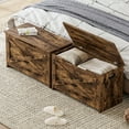 thumbnail image 6 of 30'' Wooden Storage Bench with Safety Hinge, Wooden Box Large Storage Chest Organizer with Lid, Retro Brown, 6 of 6