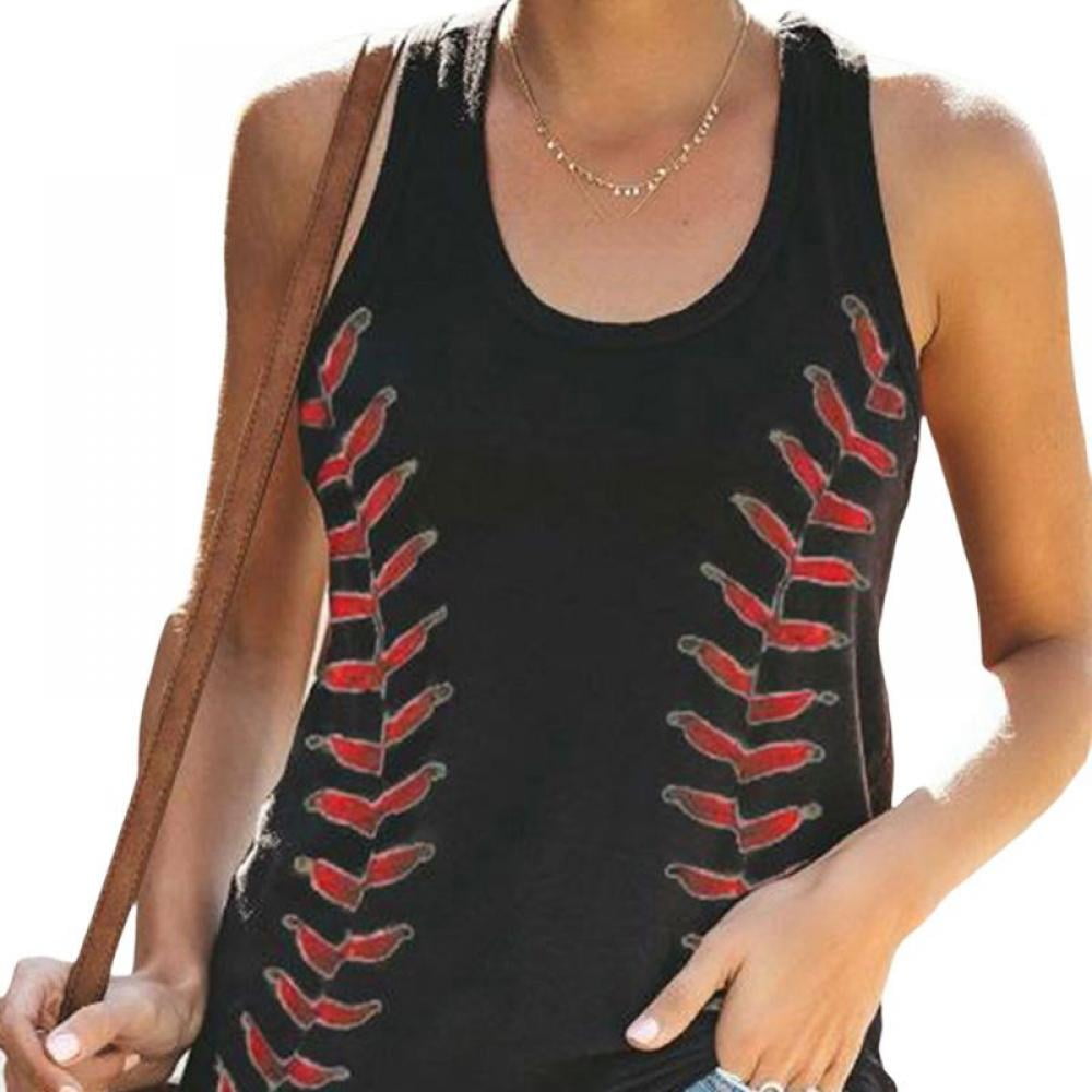 Women Baseball Tank Tops Baseball Floral Graphic Tee Shirts Summer