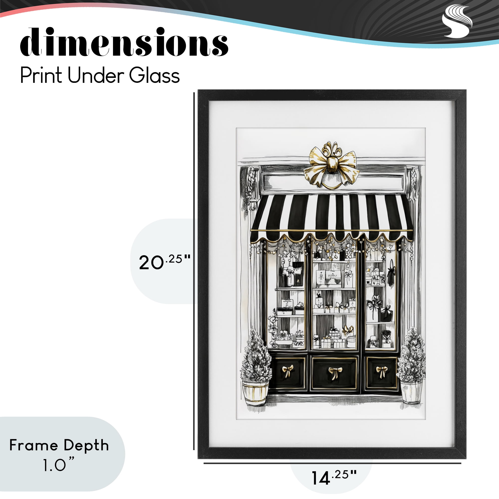 Stupell Industries Striped Paris Shop Facade Black Framed Print Under Glass, design by Petal Prints Design