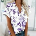 thumbnail image 2 of Otaozi Womens Spring Tops 2025 Trendy Cotton Womens Plus Business Casual Tops Short Sleeve Button Down Blouses For Women Dressy Casual Beach Vacation Outfits Flash Deals, 2 of 5