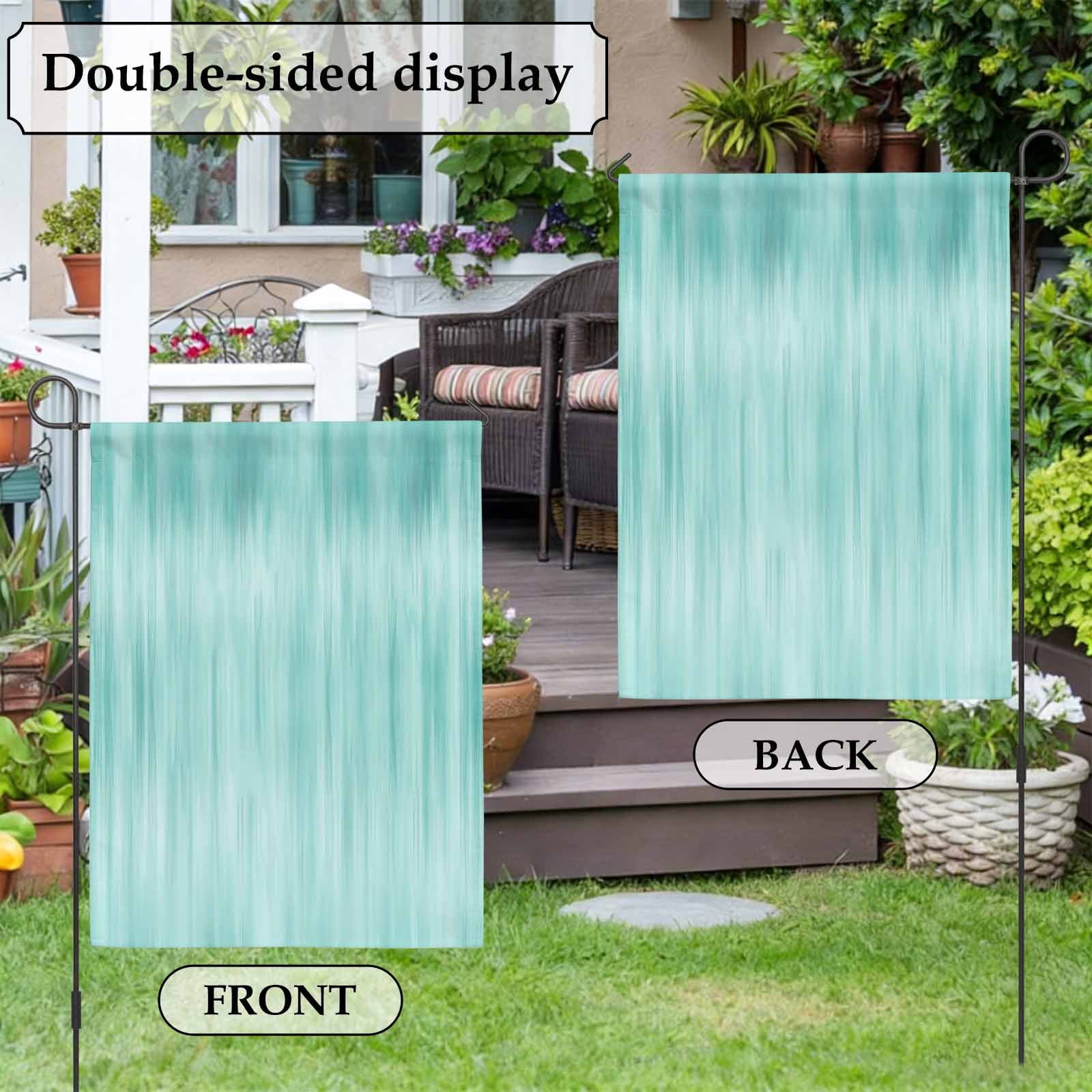 Turquoise Ombre Striped House Flag 28 x 40 Inches, Modern Abstract Art Weather Proof Outdoor Patio Flags Double Sided Small House Decoration for Yard Lawn Outside Home