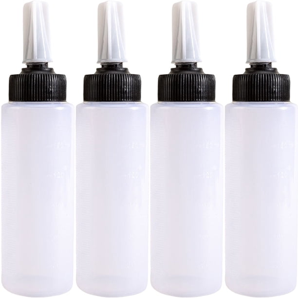 FELTECHELECTR 4 botellas de plástico flexibles para teñir el cabello en salones de belleza, con aplicador medidor.