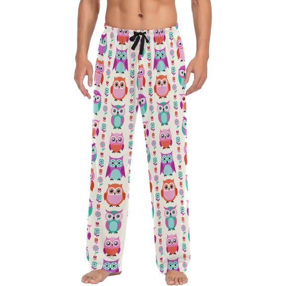 GZHJMY Owl Pajama Pants for Men, Lounge Pants Lightweight Men Pajama Bottoms with Drawstring Pockets, Christmas New Year Birthday Gifts, Medium