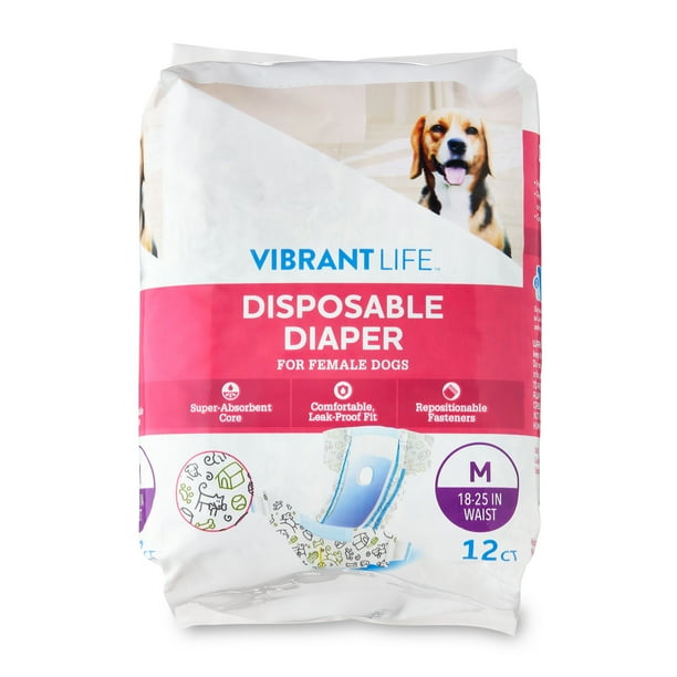 Vibrant Life Disposable Diapers for Female Dogs Med