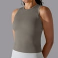 thumbnail image 5 of REORIAFEE White Ribbed Tank Top Woman Sleeveless Tops High Neck Tanks Quick Dry Yoga Shirts Solid Color Pullover Shapewear Thick Strap Vest Summer Going Out Fashion Clothing Gray, 5 of 6