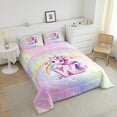 thumbnail image 4 of Erosebridal Initial Letter W Bedding Twin Comforter Set, Dreamy Unicorn Down Comforter, Glitter Stars Decor, Reversible 2pcs, 4 of 7