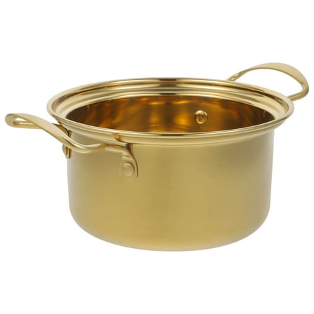 ONAPARTER Golden Stainless Steel Small Hot Pot Chaffing Dishes Spaghetti Cooking Milk with Lid Noodle Home Individual （Golden1）