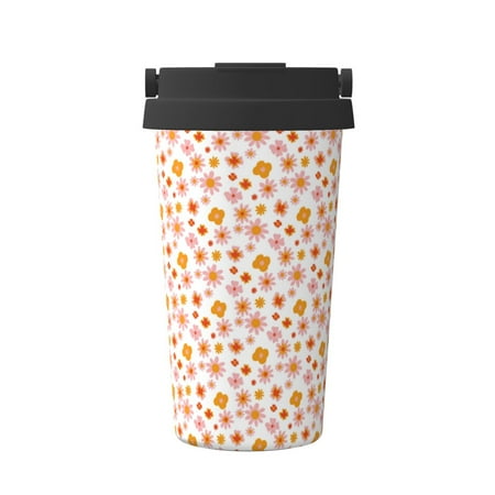 

KLL 70s Retro Flowers Pattern Stainless Steel Vacuum Insulated Tumbler - Carry Insulated Coffee Mug - Reusable Insulated Cold Brew Iced Coffee Cup Thermos