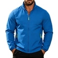 thumbnail image 3 of Plus Size Big & Tall Men's Windproof Waterproof Jacket Stand Collar Casual Tops Lightweight Breathable Rain Jacket Hiking Fishing Running Work Outdoors Travel Essential | JASKFLY,Blue 3XL, 3 of 9