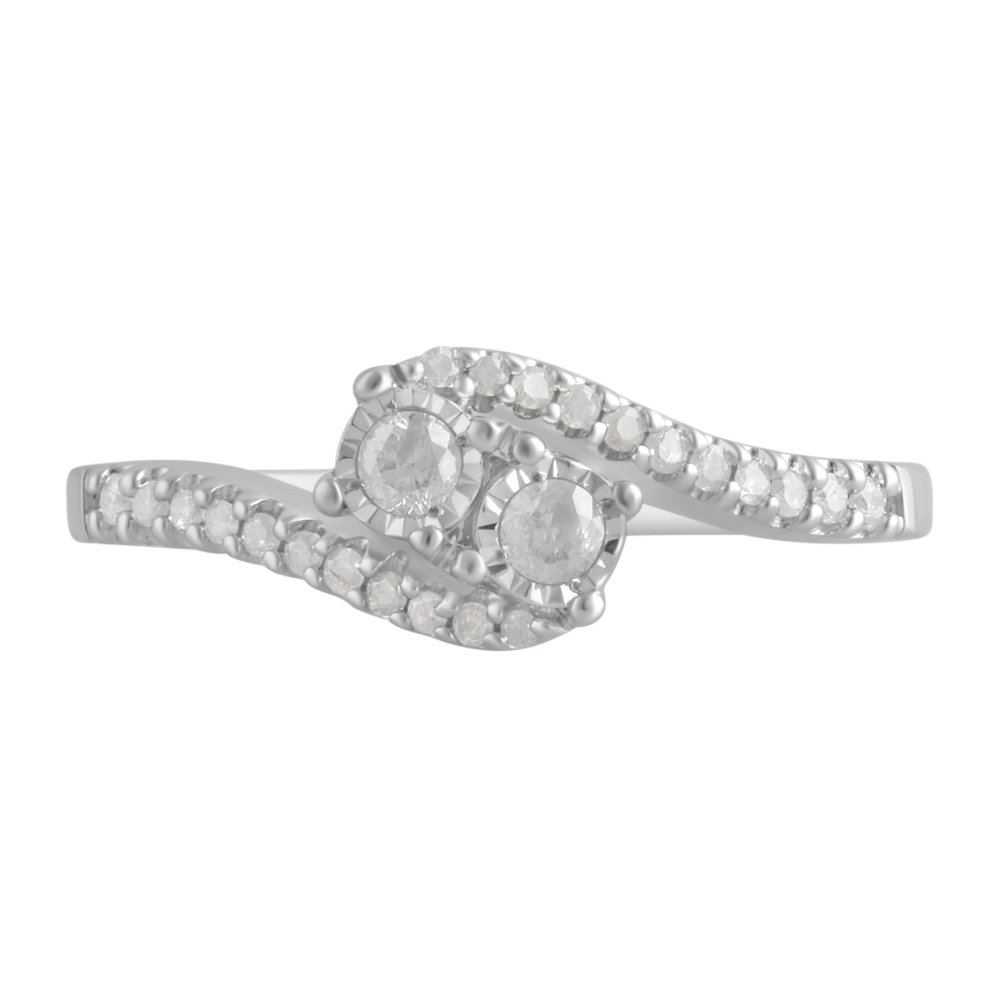 1/4 Carat T.W. Round Diamond Sterling Silver Engagement Ring. (J/I2-I3)
