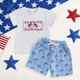 thumbnail image 2 of NIEWTR Toddler Baby Boy 4th Of July Outfit Waffle USA American Flag T Shirt Top Shorts Set Summer Memorial Day Clothes(A02-Sky Blue,0-6 Months), 2 of 8
