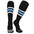 thumbnail image 1 of PEAR SOX Striped OTC Baseball, Softball, Football Socks (B) Black, White, Sky Blue (XL), 1 of 3