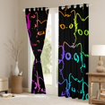 thumbnail image 3 of jejeloiu Neon Cartoon Kitten Blackout Curtains Set of 2 (52x84 Each),Gradient Line Cute Cat Window Curtains,Kawaii Animal Curtains and Drapes For Girls Teens,Ultra Soft Home Decor, 3 of 6