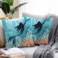 thumbnail image 2 of Mermaid Outdoor Pillow Covers Pack of 2 Underwater Coral Retro Waterproof Throw Pillow Covers Decorative Cushion Cases for Patio Garden Tent Balcony Couch 18x18 inch, 2 of 8