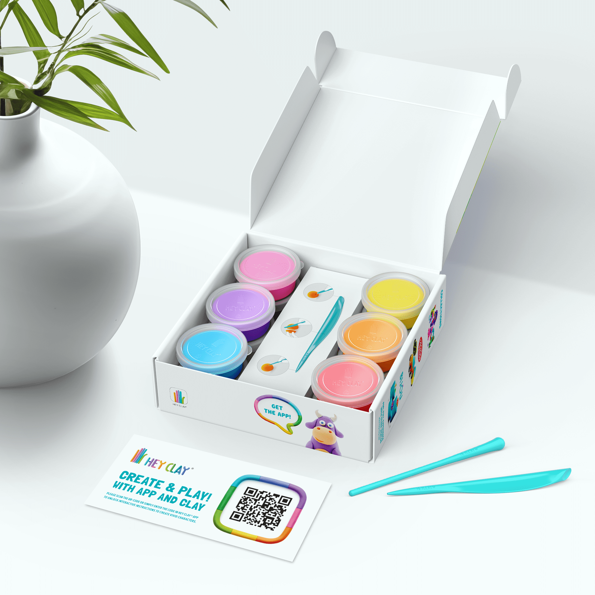 Hey Clay Animals, Air Dry Clay Kit with Interactive App for Kids & Tweens, Modeling Clay and Crafts Set