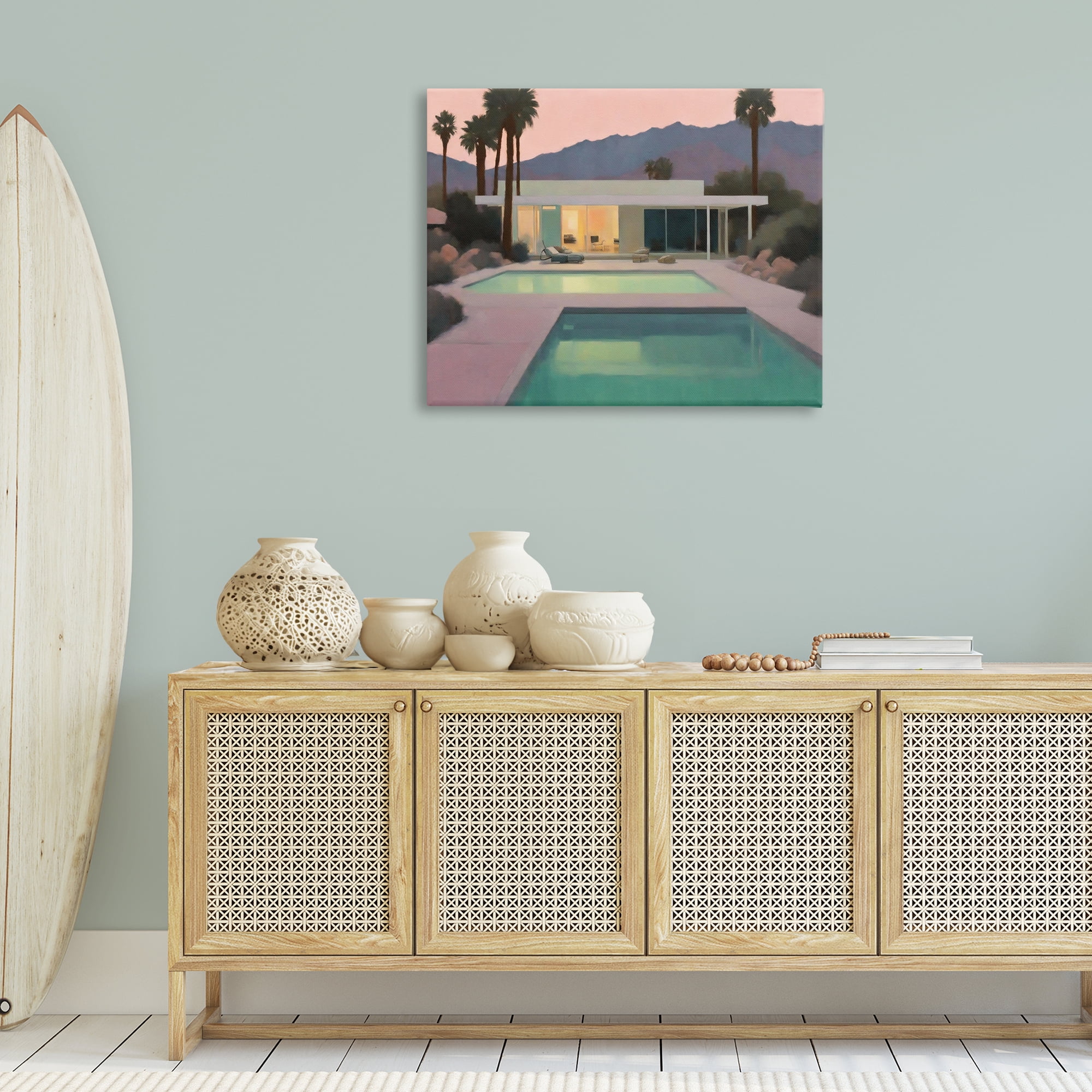 Stupell Industries Tranquil Pool at Sunset Landscape & Nature Painting Wrapped Canvas Art Print Wall Art, 40 x 30