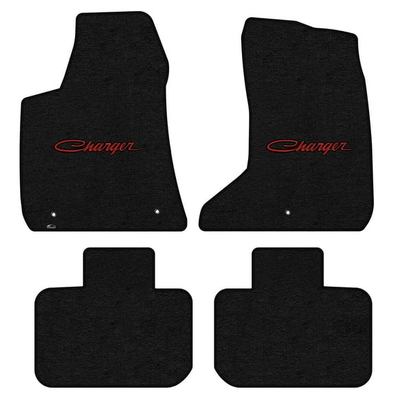 Lloyd Mats LogoMat Custom-Fit 4PC Carpet Floor Mats for 2011-2023 Dodge Charger AWD, Charcoal