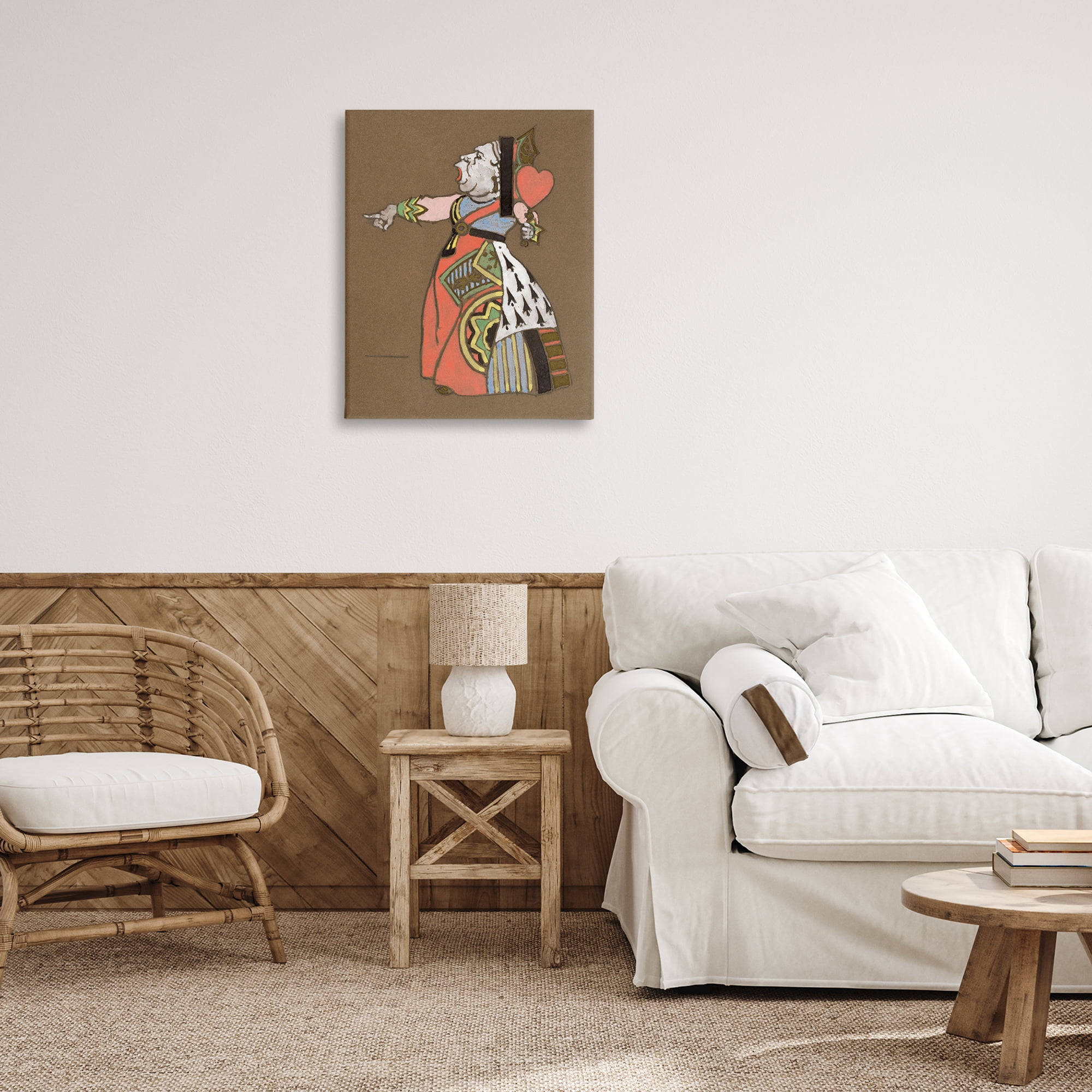 Stupell Industries Antique Queen of Hearts Entertainment Painting Wrapped Canvas Art Print Wall Art, 24 x 30