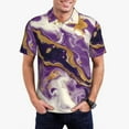 thumbnail image 1 of Balery Purple Gold Marble Swirls Camisa Polo de Hombre con Estampado, de Manga Corta y Tejido Medio, Camisa Tipo Golf Polo-4X-Large, 1 of 6