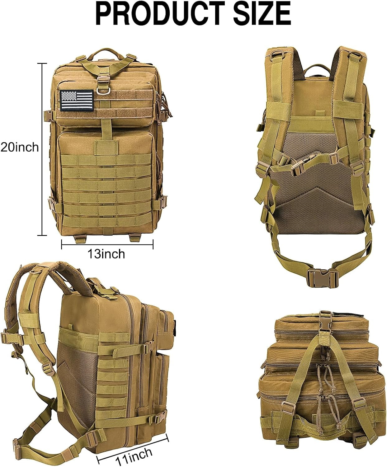 WOLT | 50L Camping Backpack--Large Multifunction Outdoor Molle Bag Backpacks Khaki