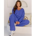 thumbnail image 2 of YOGAFOX Fuzzy Fleece Lounge Sets for Women 2 Piece Pajama Set Long Sleeve Loungewear Wide Leg Pants Outfits S-XL, 2 of 5